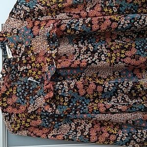 Beautiful Floral Top With Ruffles at Neckline, Upper Chest, Wrists